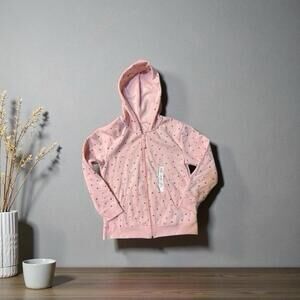 Cat and Jack pink zippered hoodie with baby hearts extra large 14 $12 MSRP